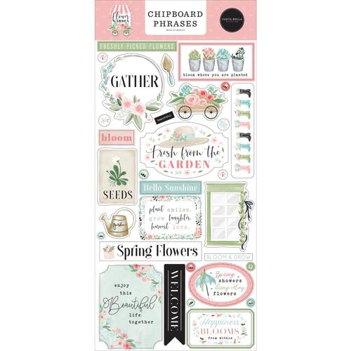 Carta Bella Flower Garden Chipboard Phrases Stickers