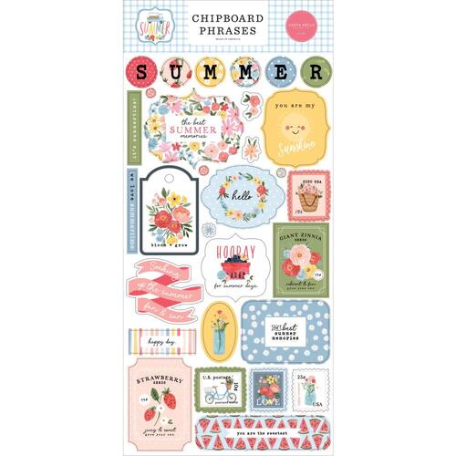 Carta Bella Summer Chipboard Phrases Stickers