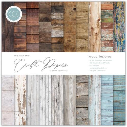 Craft Consortium Wood Textures 8" : The Essential Craft Papers Pad