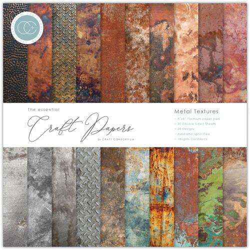 Craft Consortium Metal Textures 8" : The Essential Craft Papers Pad