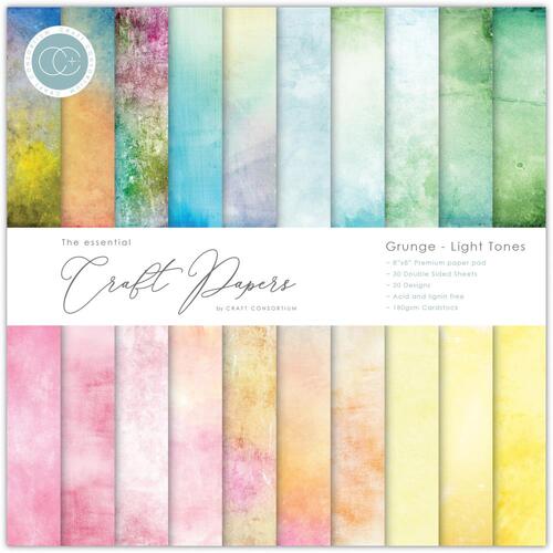 Craft Consortium Grunge Light Tones 8" - The Essential Craft Papers Pad