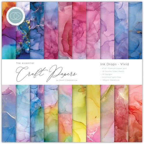 Craft Consortium Ink Drops Vivid 8" : The Essential Craft Papers Pad