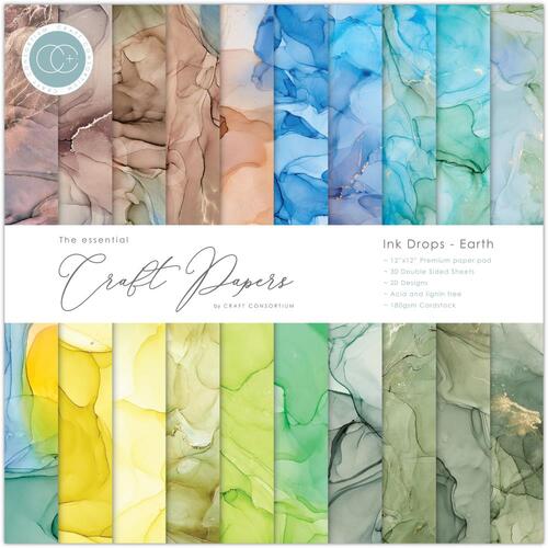 Craft Consortium Earth Ink Drops 12" : The Essential Craft Papers Pad