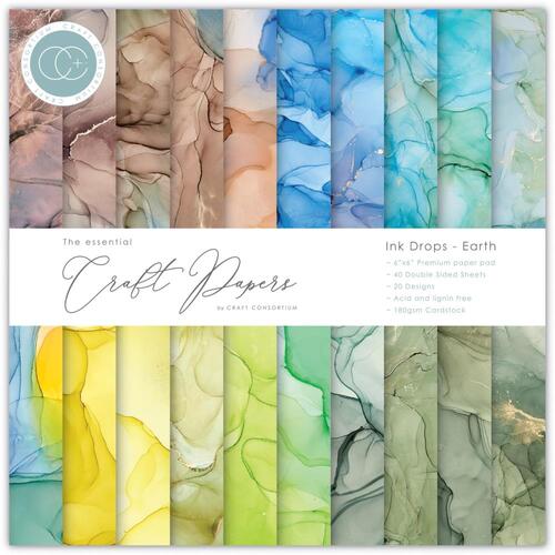 Craft Consortium Earth Ink Drops 6" : The Essential Craft Papers Pad