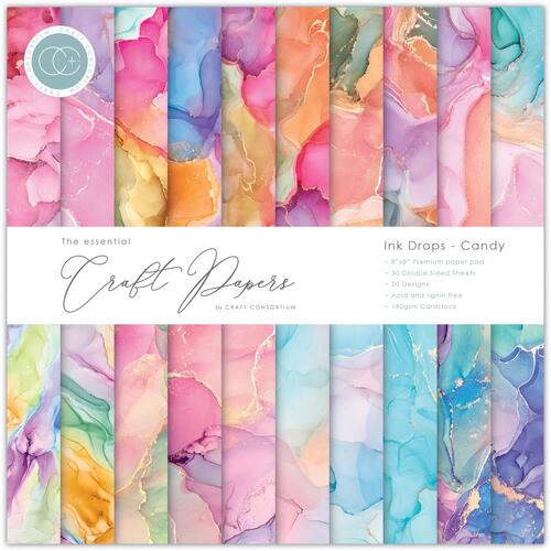 Craft Consortium Ink Drops Candy 8" : The Essential Craft Papers Pad