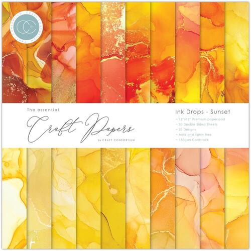 Craft Consortium Ink Drops Sunset 12" : The Essential Craft Paper Pad