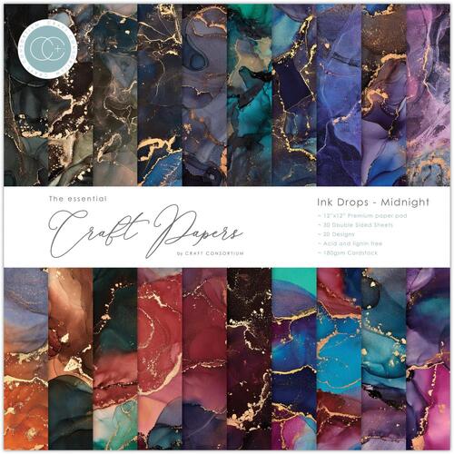 Craft Consortium Ink Drops Midnight 12" : The Essential Craft Papers Pad