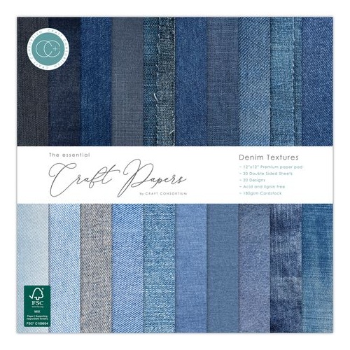 Craft Consortium The Essential Papers - Denim Textures 12x12"