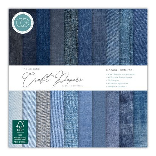Craft Consortium The Essential Papers - Denim Textures 6x6"