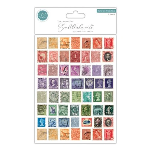 Craft Consortium The Collector - Used Stamps Rub-on Transfers