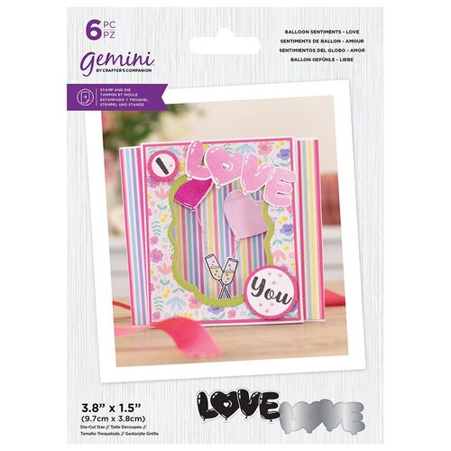 Gemini Love Balloon Sentiments Stamp & Die Set