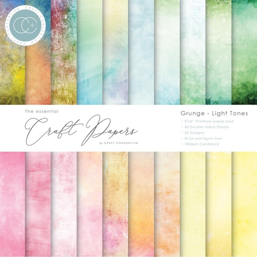 Craft Consortium Grunge Light Tones 6" : The Essential Craft Papers Pad