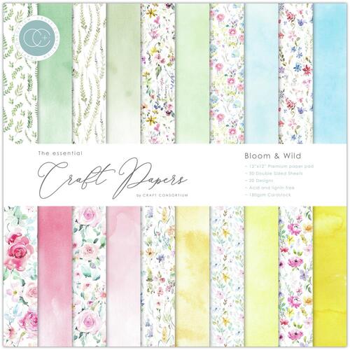 Craft Consortium Bloom & Wild 12" : The Essential Craft Papers Pad