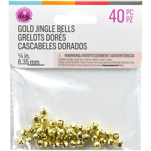 Cousin DIY Jingle Bells - Gold 6.35mm 40pc