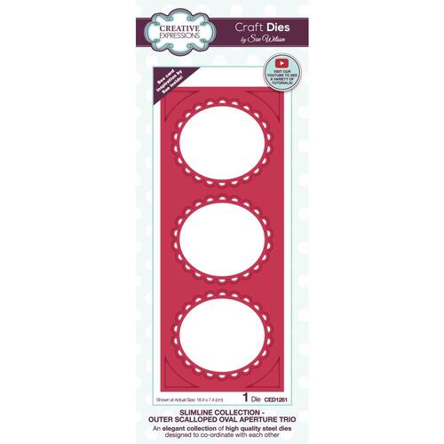 Sue Wilson Outer Scalloped Oval Aperture Trio Die