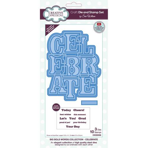 Creative Expressions Big Bold Words Celebrate Die & Stamp Set