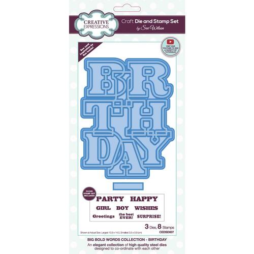 Creative Expressions Big Bold Words Birthday Die & Stamp Set