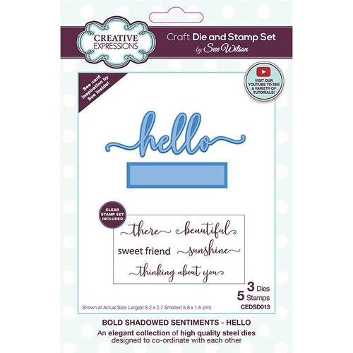 Sue Wilson Hello Bold Shadowed Sentiment Stamp & Die Set