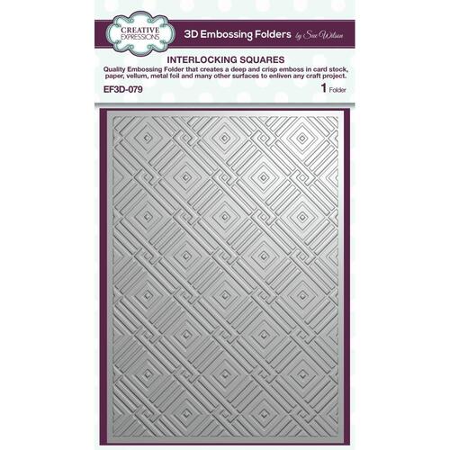 Creative Expressions Interlocking Squares 3D Embossing Folder