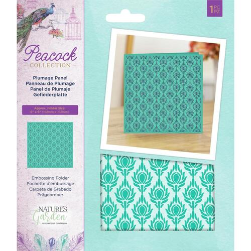 Nature's Garden Peacock Collection Plumage Panel Embossing Folder