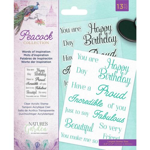 Nature's Garden Peacock Collection Words of Inspiration Stamp