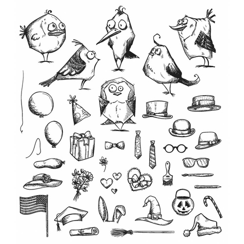 Stampers Anonymous Stamp Mini Bird Crazy & Things