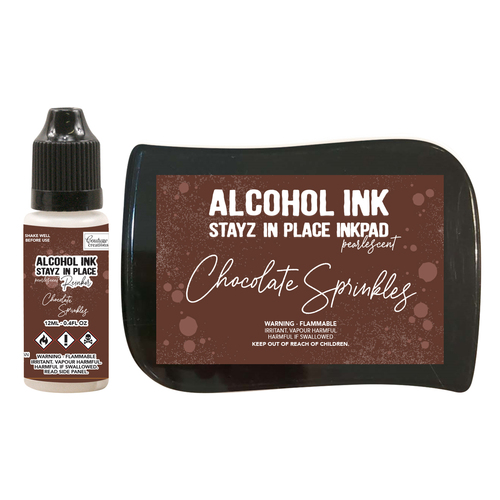 Couture Creations Chocolate Sprinkles Pearlescent Stayz in Place Alcohol Ink Pad with 12ml reinker