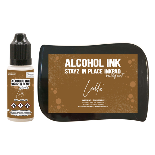 Couture Creations Latte Pearlescent Stayz in Place Alcohol Ink Pad with 12ml reinker