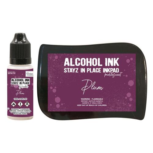 Couture Creations Plum Pearlescent Stayz in Place Alcohol Ink Pad with 12ml Reinker