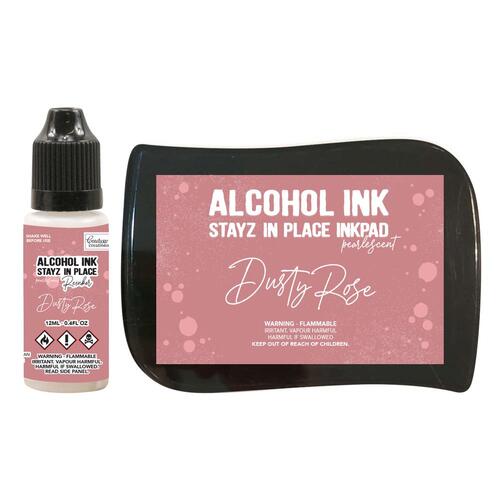 Couture Creations Dusty Rose Pearlescent Stayz in Place Alcohol Ink Pad with 12ml Reinker
