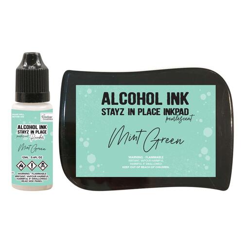 Couture Creations Mint Green Pearlescent Stayz in Place Alcohol Ink Pad with 12ml Reinker