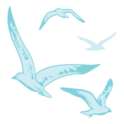 Couture Creations Seaside Girl Flying Seagulls Mini Stamp & Die Set