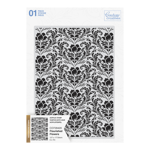 Couture Creations Flourished Flowers Background Stamp