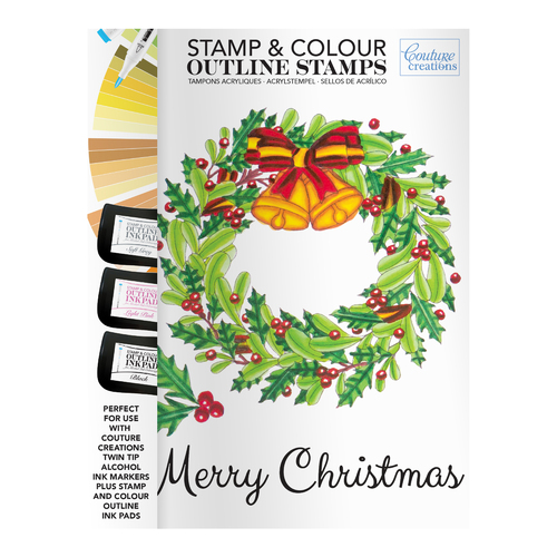 Couture Creations Merry Wreath Stamp & Colour Outline Stamp