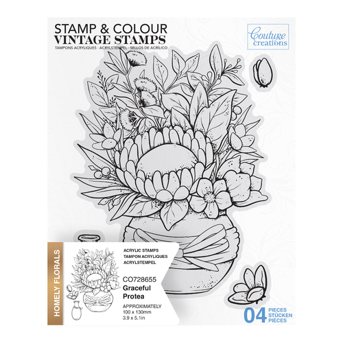Couture Creations Graceful Protea Stamp & Colour Set