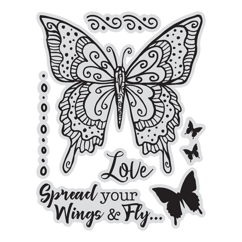 Couture Creations Spread Your Wings Butterfly Stamp & Colour Outline Stamps