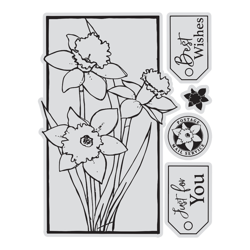 Couture Creations Framed Daffodils Stamp & Colour Outline Stamps