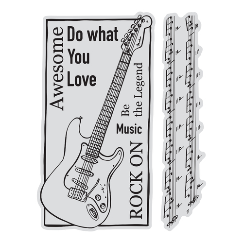 Couture Creations Framed Guitar Stamp & Colour Outline Stamps