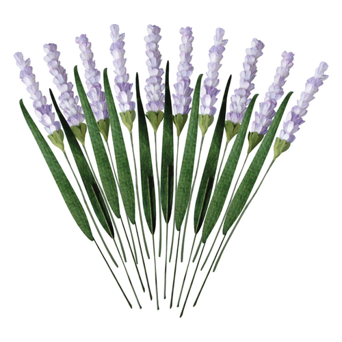 Couture Creations 2-Tone Lilac Mulberry Paper Lavender Stems + Long Grass Paper Flowers
