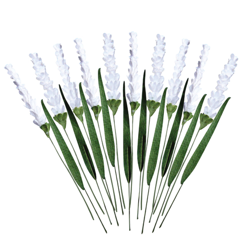 Couture Creations White Paper Lavender Stems + Long Grass Paper Flowers