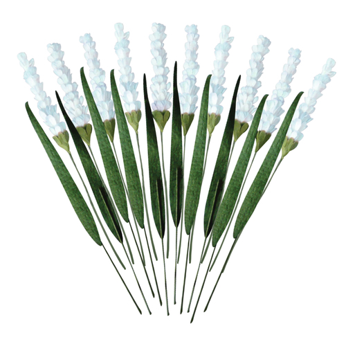 Couture Creations 2-Tone Baby Blue Mulberry Paper Lavender Stems + Long Grass Paper Flowers