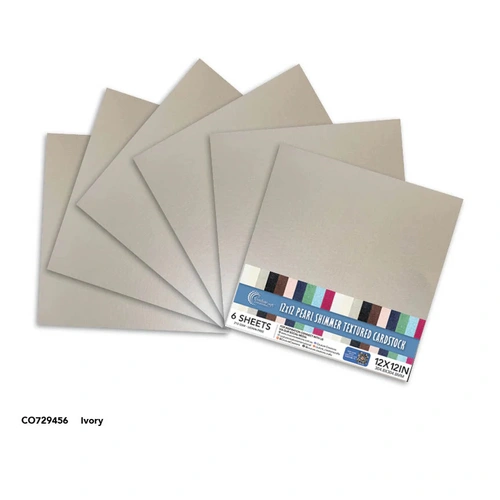 Couture Creations Pearl Shimmer 12x12" Textured Cardstock 6pk - Ivory