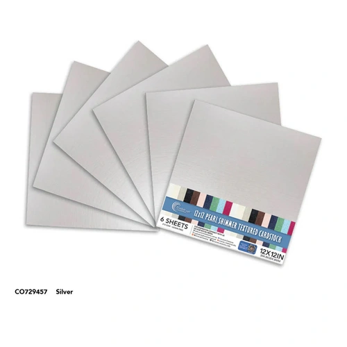 Couture Creations Pearl Shimmer 12x12" Textured Cardstock 6pk - Silver
