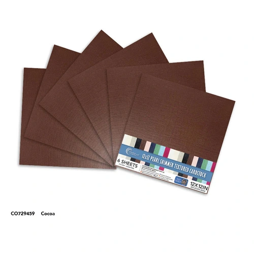 Couture Creations Pearl Shimmer 12x12" Textured Cardstock 6pk - Cocoa