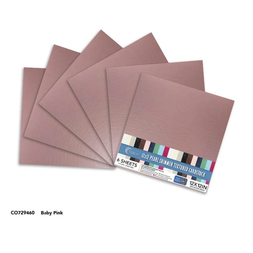 Couture Creations Pearl Shimmer 12x12" Textured Cardstock 6pk - Baby Pink