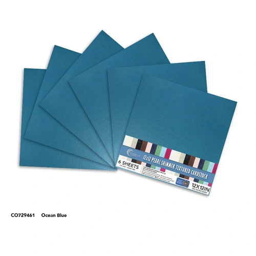 Couture Creations Pearl Shimmer 12x12" Textured Cardstock 6pk - Ocean Blue
