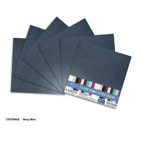 Couture Creations Pearl Shimmer 12x12" Textured Cardstock 6pk - Navy Blue