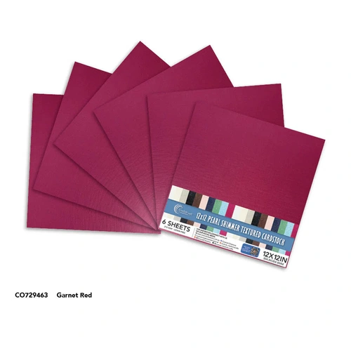 Couture Creations Pearl Shimmer 12x12" Textured Cardstock 6pk - Garnet Red