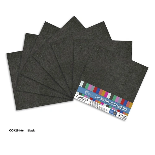 Couture Creations Laminated 12x12" Glitter Paper 7pk - Black