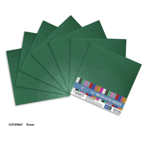 Couture Creations Laminated 12x12" Glitter Paper 7pk - Green